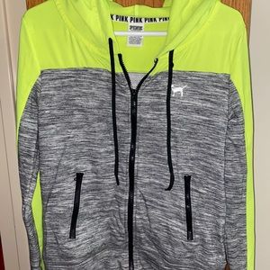 Neon green and grey hoodie from Pink